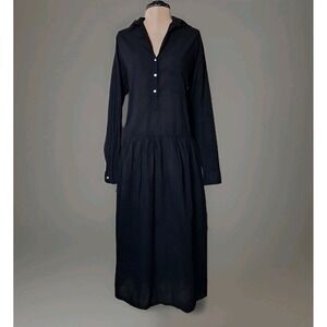 Grayson The Changemaker Dress Siz 04 (Large)  Black Button Front Long Sleeve